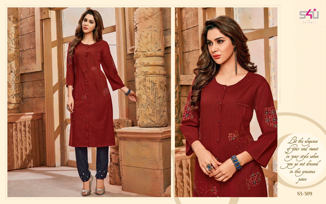 Sophie Vol-3 By S4u Fashion 301 To 312 Series Beautiful Colorful Fancy Stylish Casual Wear & Ethnic Wear Cotton Printed & Embroidered Kurtis At Wholesale Price