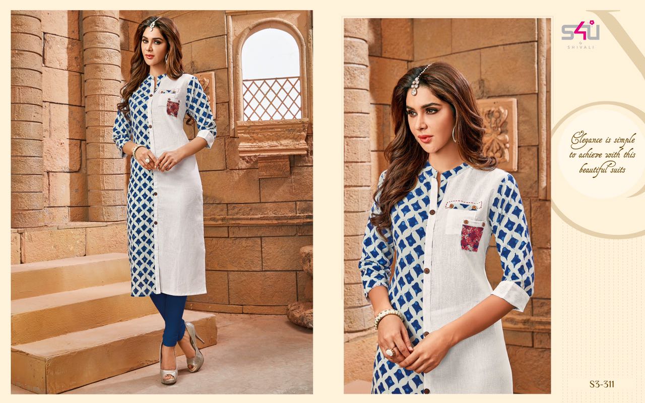 Sophie Vol-3 By S4u Fashion 301 To 312 Series Beautiful Colorful Fancy Stylish Casual Wear & Ethnic Wear Cotton Printed & Embroidered Kurtis At Wholesale Price