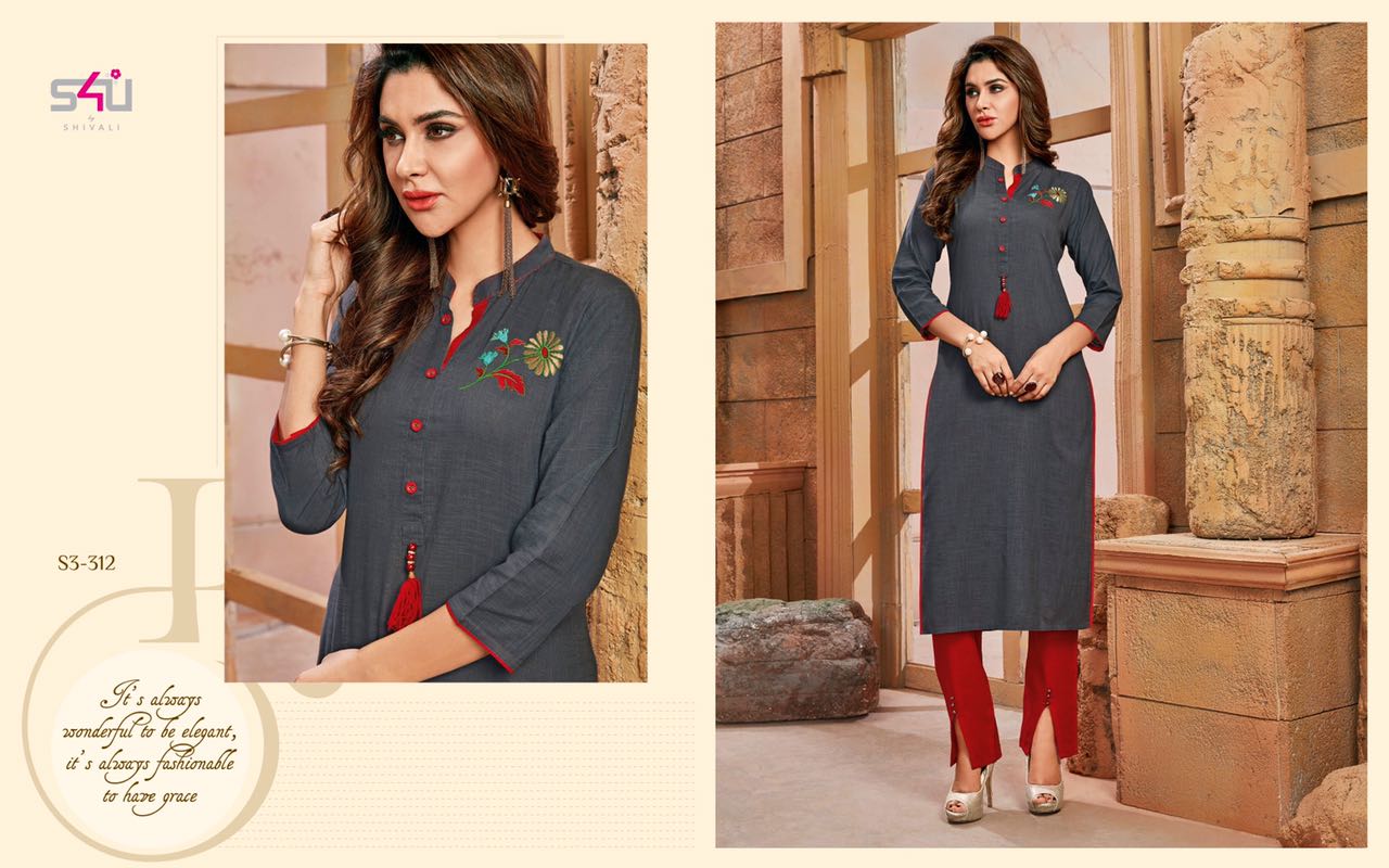 Sophie Vol-3 By S4u Fashion 301 To 312 Series Beautiful Colorful Fancy Stylish Casual Wear & Ethnic Wear Cotton Printed & Embroidered Kurtis At Wholesale Price