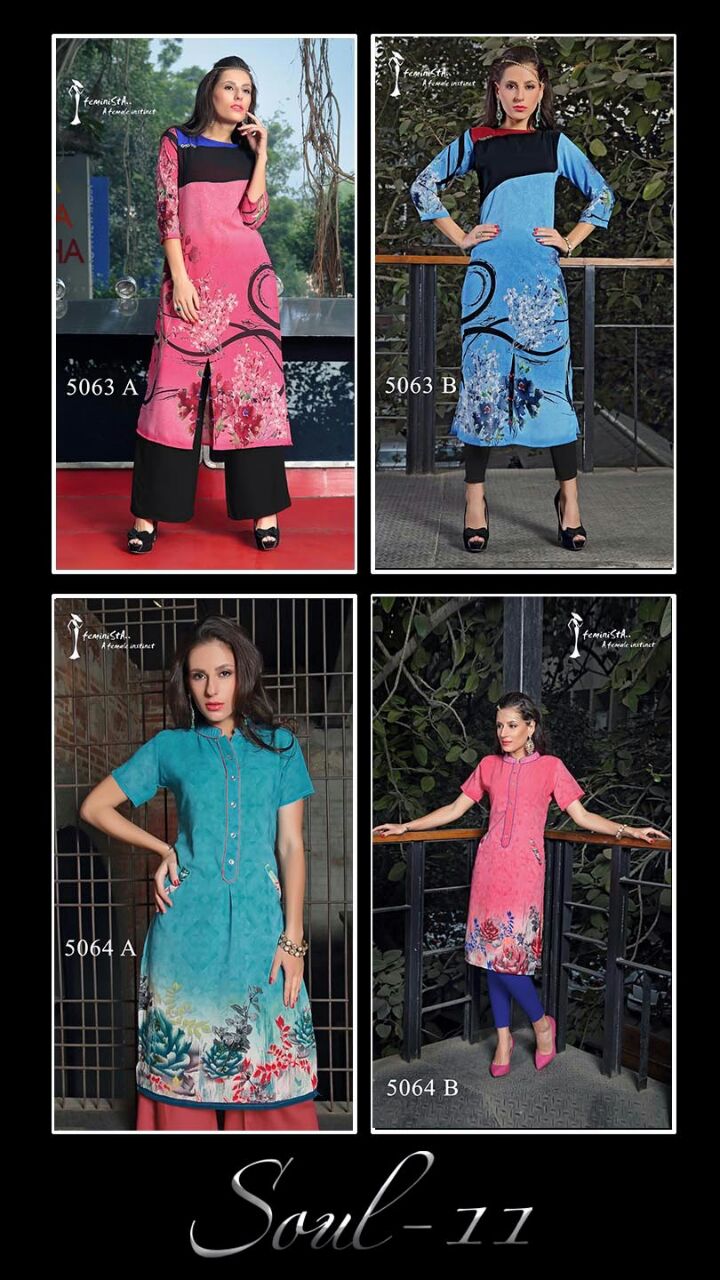 Soul Vol-11 By Arena Fashions 5061a To 5066b Series Western Beautiful Stylish Designer Floral Printed Casual Wear Party Wear Ready To Wear Georgette Kurtis At Wholesale Price