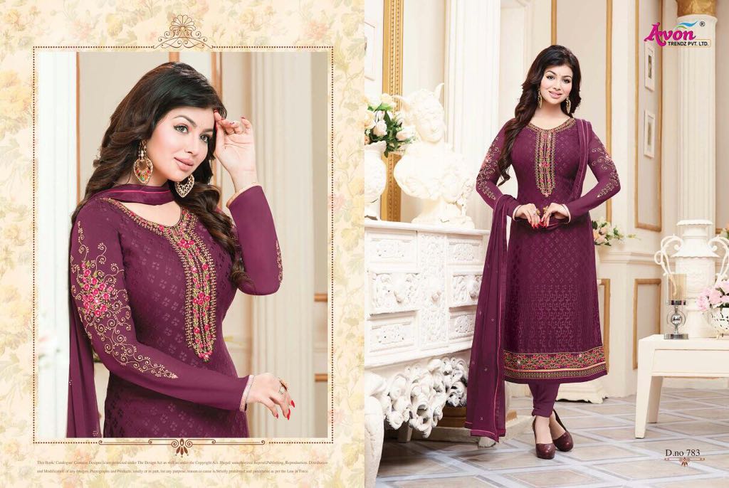 Star Brasso Vol-5 By Avon Trendz 781 To 787 Series Beautiful Designer Embroidered Suits Colorful Fancy Party Wear & Occasional Wear Brasso Dresses At Wholesale Price