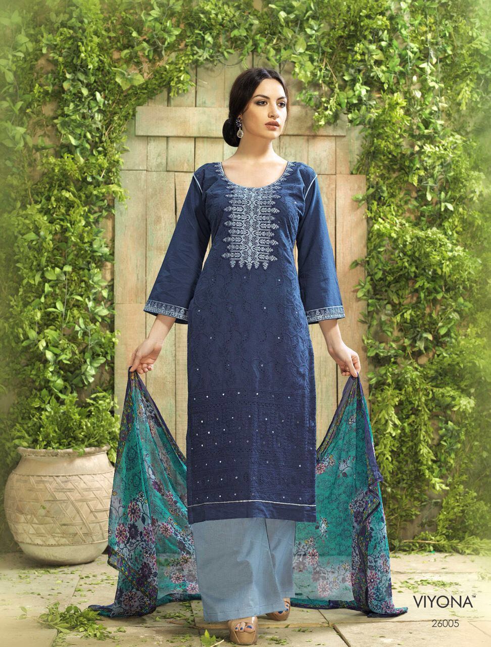 Status By Viyona Dressline 26001 To 26008 Series Beautiful Stylish Designer Embroidered Party Wear Occasional Wear Karachi Cambric Cotton Dresses At Wholesale Price