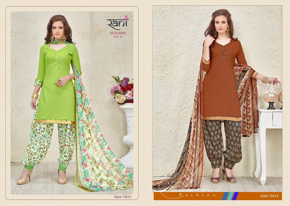 Sunheri-15 15001 To 15016 Series By Rani Print Beautiful Stylish Colorful Party Wear Occasional Wear Casual Wear Printed Crape Dresses At Wholesale Price