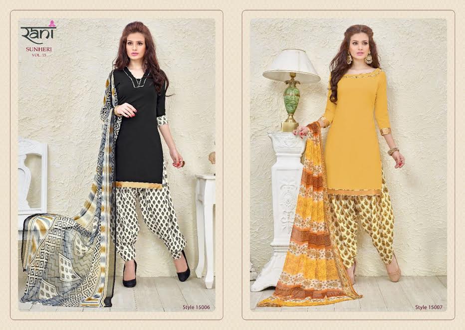 Sunheri-15 15001 To 15016 Series By Rani Print Beautiful Stylish Colorful Party Wear Occasional Wear Casual Wear Printed Crape Dresses At Wholesale Price