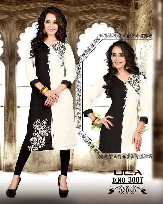 Sunshine 3001 To 3010 Series By Uca Beautiful Colourful Stylish Fancy Pretty Party Wear Casual Wear Occasional Wear Printed Cotton Kurti At Wholesale Price