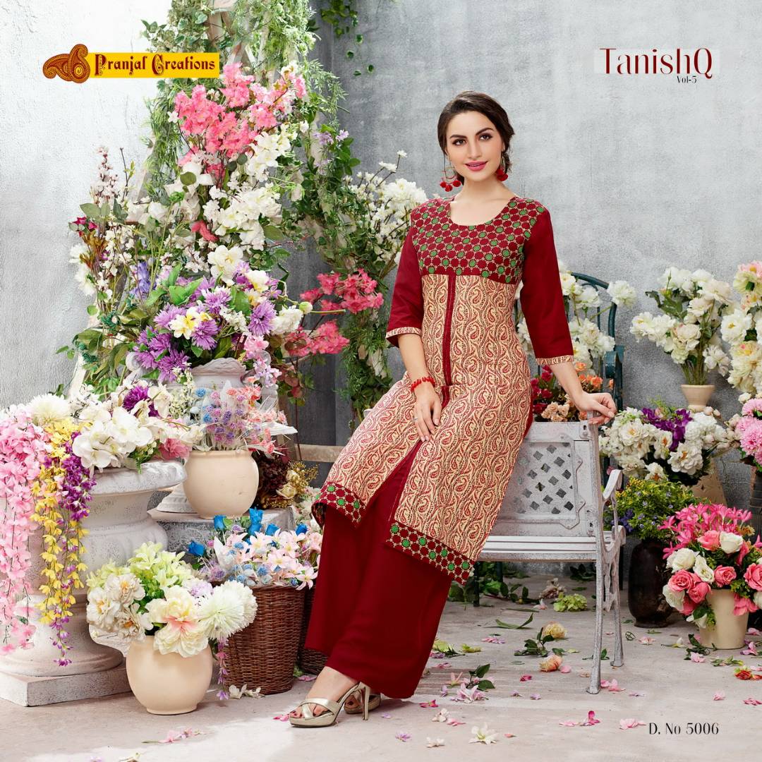 Tanishq Vol-5 By Pranjal Creations 5001 To 5009 Series Stylish Beautiful Colorful Fancy Casual Wear & Party Wear Pure Cotton Printed Kurtis At Wholesale Price
