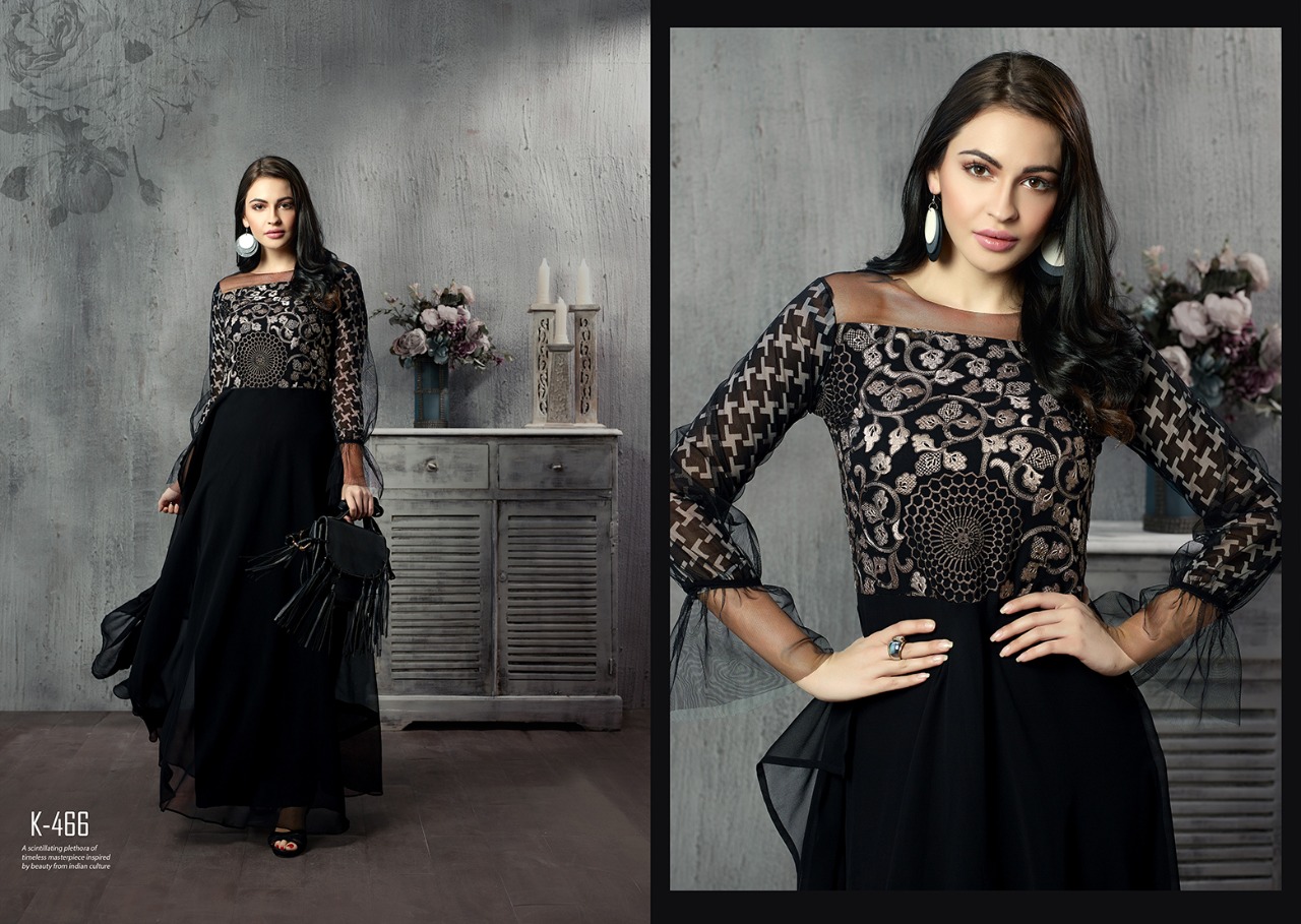 The Black Stage Vol-2 By Eternal K-460 To K-469 Series Designer Beautiful Colorful Fancy Party Wear & Ethnic Wear Black Georgette Kurtis At Wholesale Price