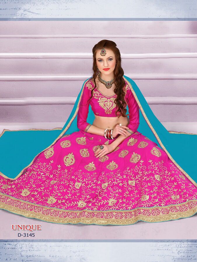 Unique By Sanskar Style 3145 To 3153 Series Designer Beautiful Colorful Fancy Occasional Wear & Party Wear Georgette Embroidered Lehengas At Wholesale Price