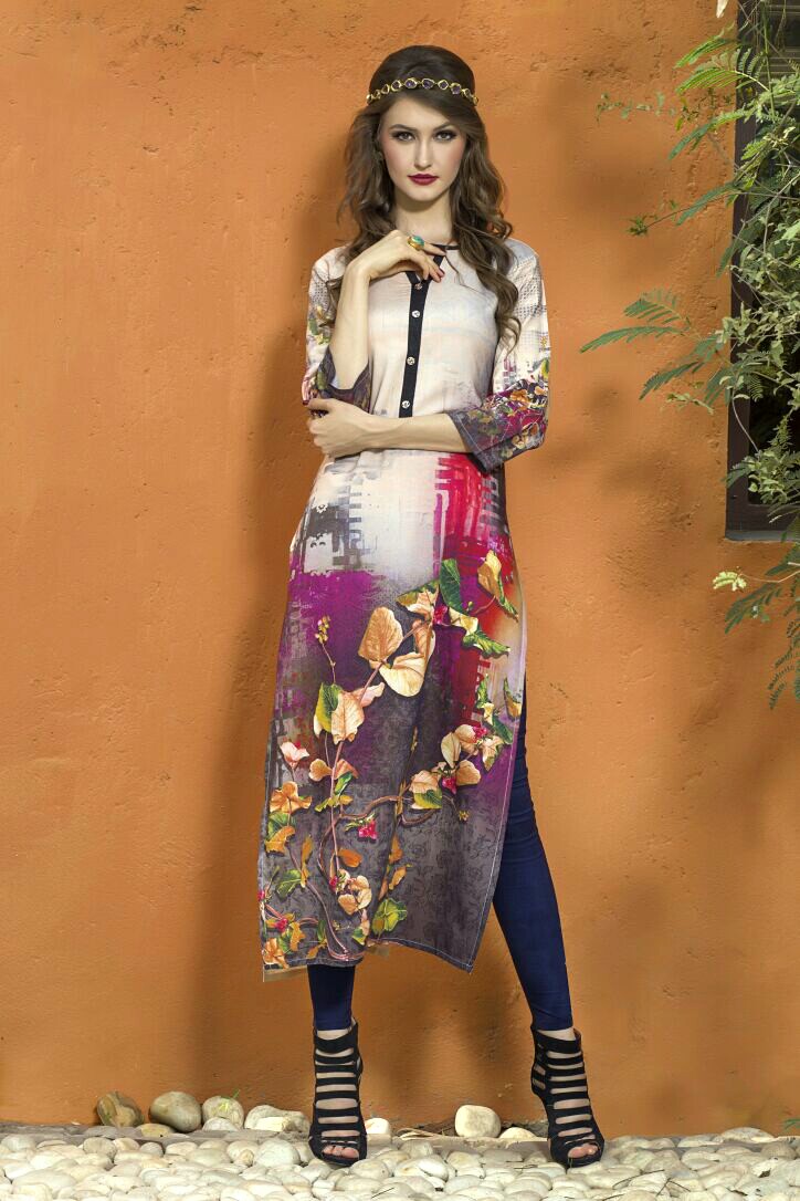 Urbanari By Arena Fashions Western Beautiful Designer Floral Digital Printed Casual Wear Ready To Wear Western Wear Rayon Kurtis At Wholesale Price