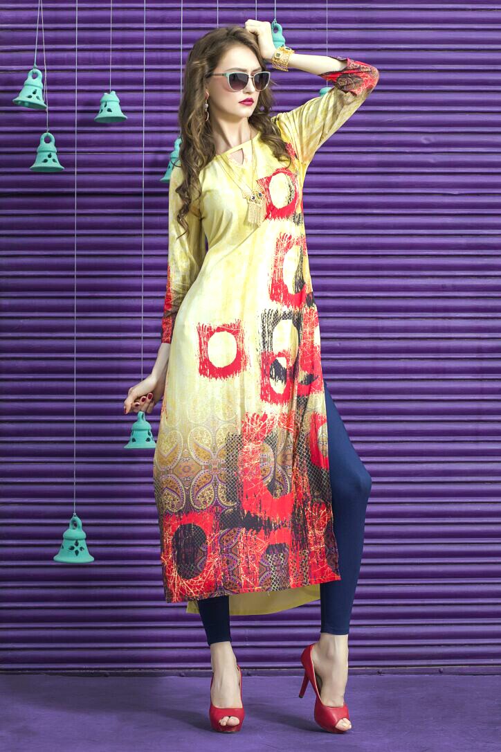 Urbanari By Arena Fashions Western Beautiful Designer Floral Digital Printed Casual Wear Ready To Wear Western Wear Rayon Kurtis At Wholesale Price