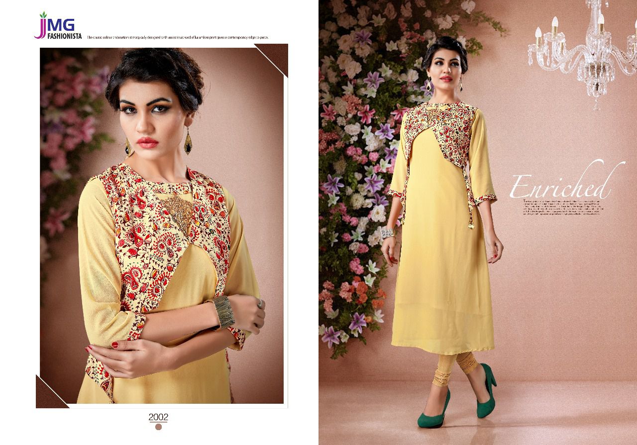 Veda By Jmg Fashionista 2001 To 2006 Series Designer Stylish Fancy Beautiful Colorful Casual Wear & Ethnic Wear Faux Georgette Hand Work Kurtis At Wholesale Price