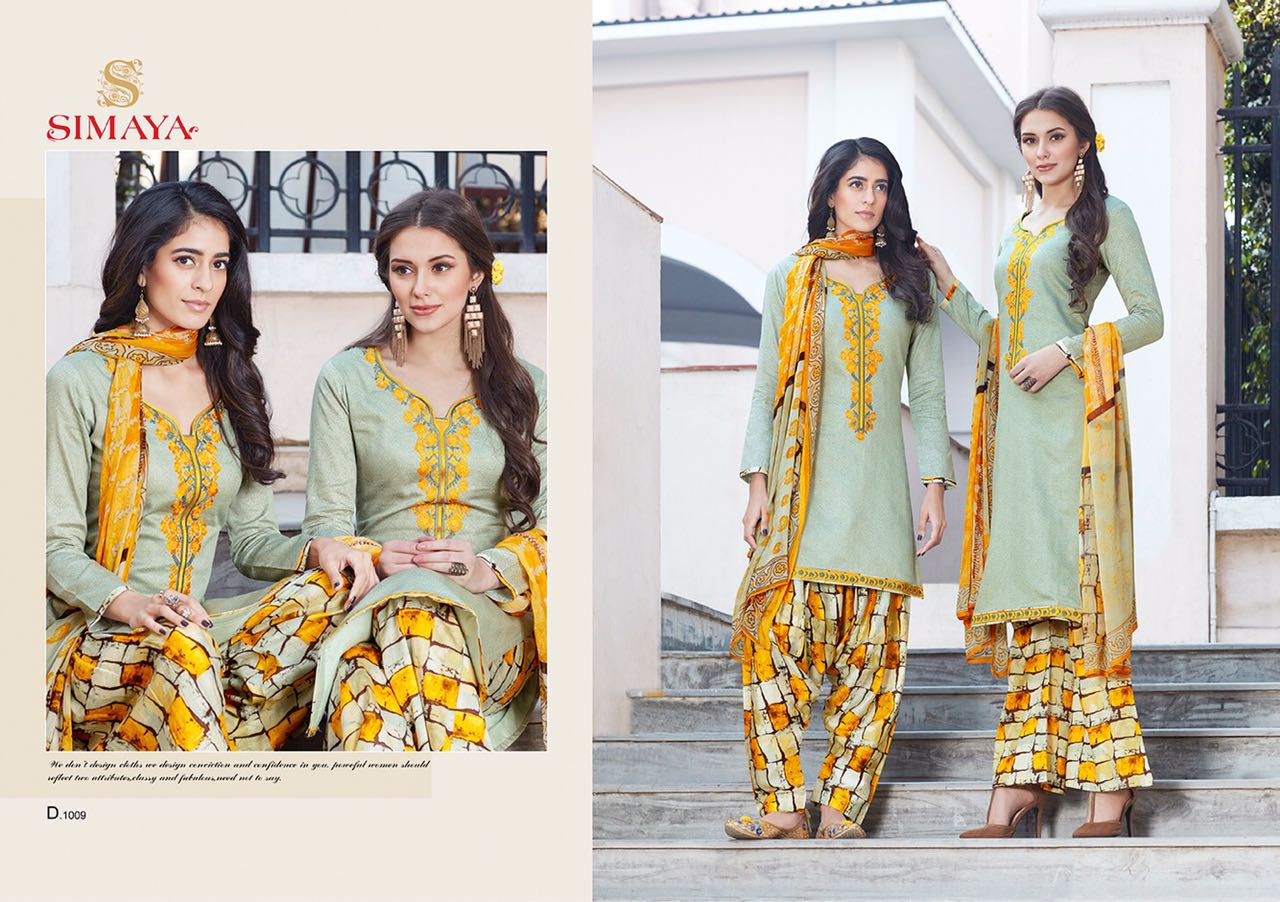 Veera By Simaya 1000 To 1011 Series Beautiful Stylish Designer Printed Printed And Embroidered Casual Wear Glace Cotton Dresses At Wholesale Price