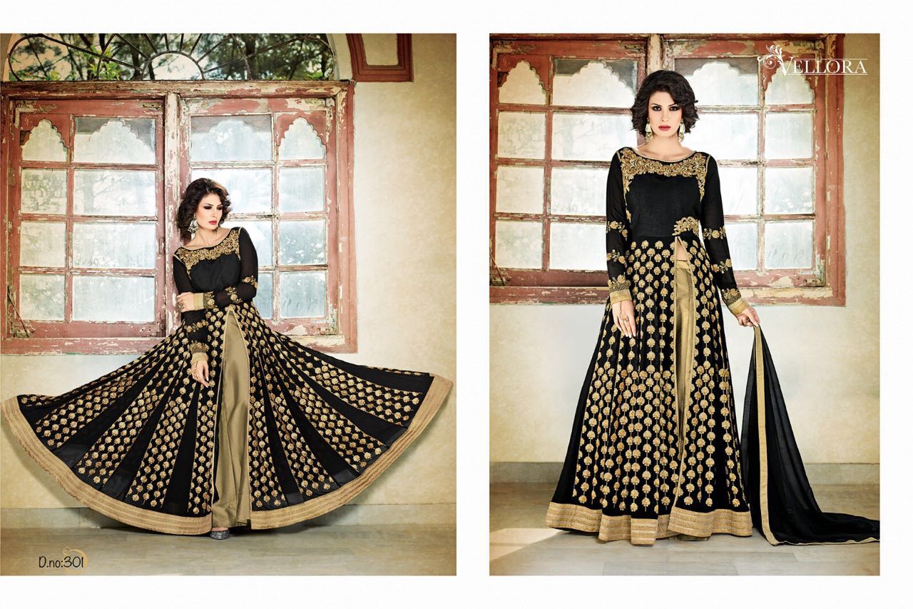 Vellora Vol-3 By Vellora 301 To 305 Series Bollywood Beautiful Stylish Designer Embroidered Party Wear Georgette Lehengas At Wholesale Price