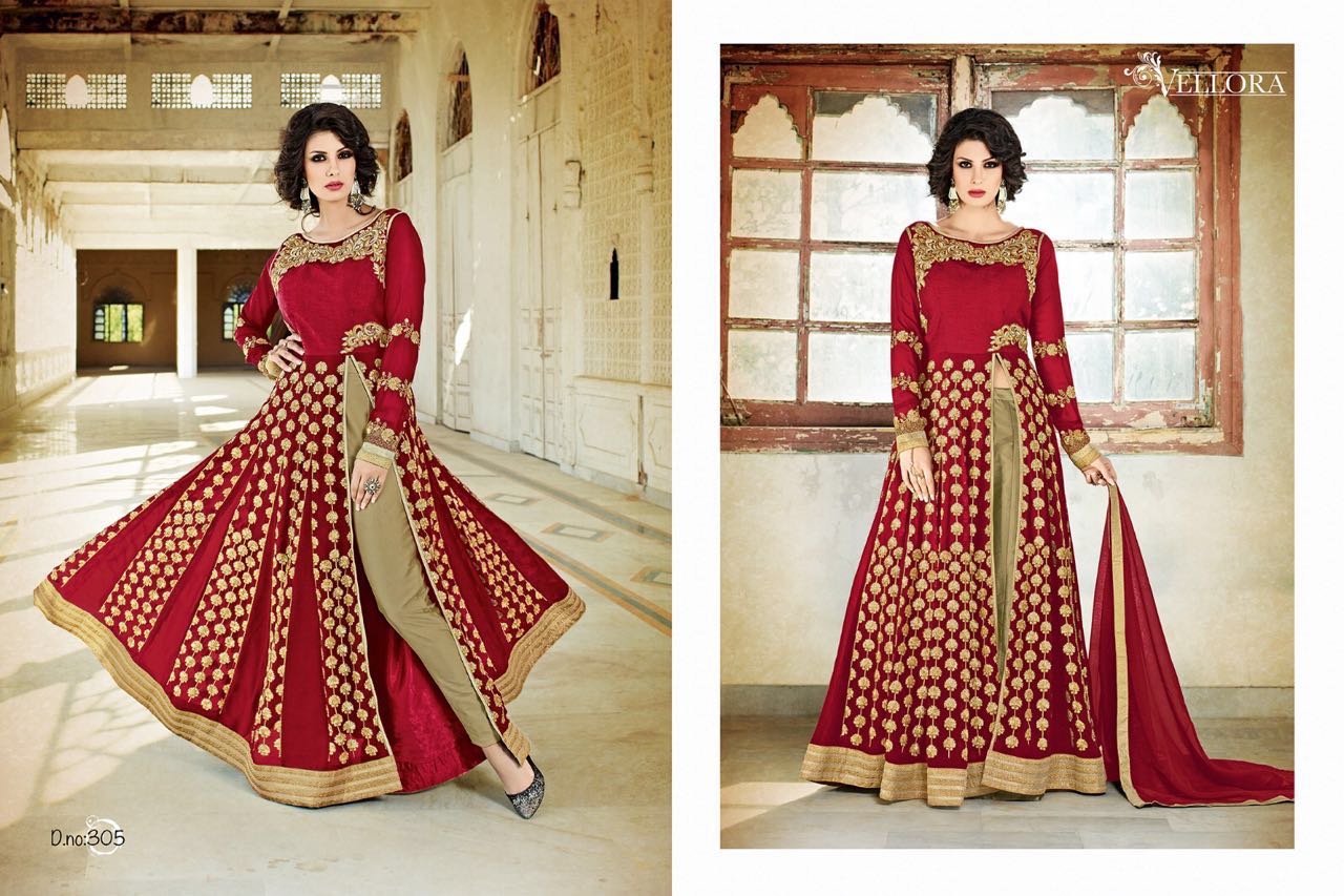 Vellora Vol-3 By Vellora 301 To 305 Series Bollywood Beautiful Stylish Designer Embroidered Party Wear Georgette Lehengas At Wholesale Price