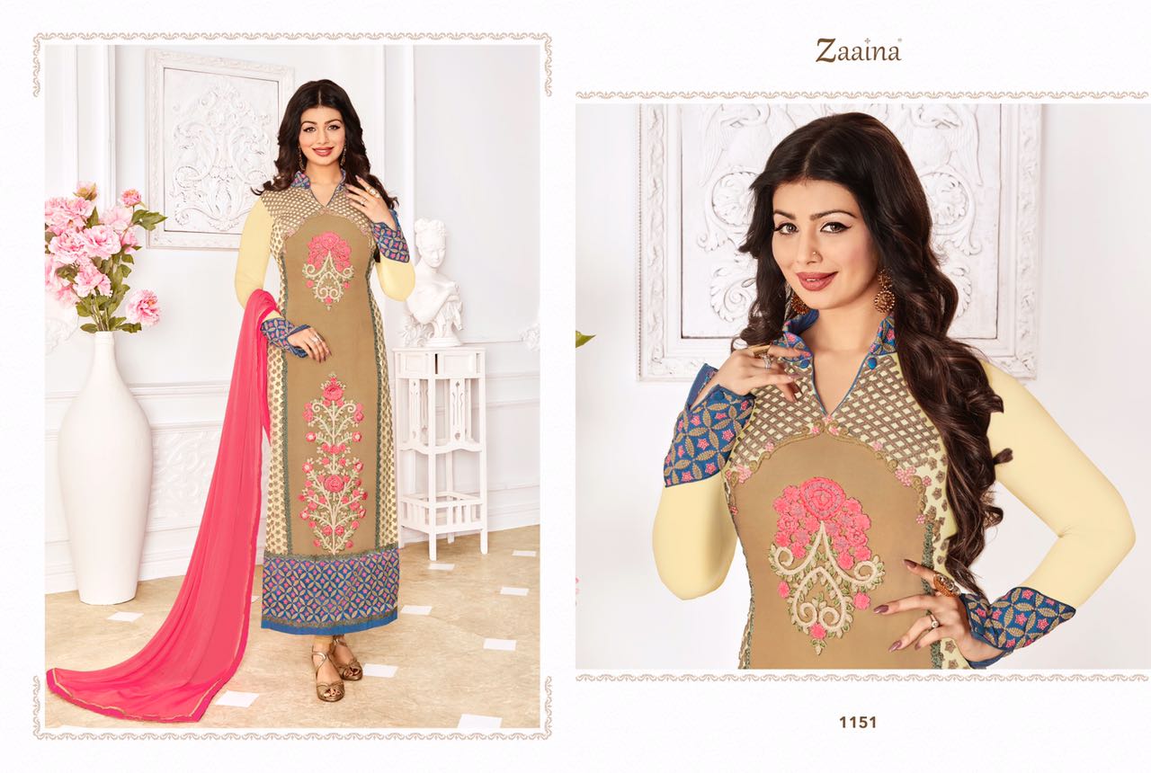 Zaaina Vol-6 By Khwaab 1145 To 1154 Series Bollywood Beautiful Stylish Designer Embroidered Party Wear Georgette Dresses At Wholesale Price