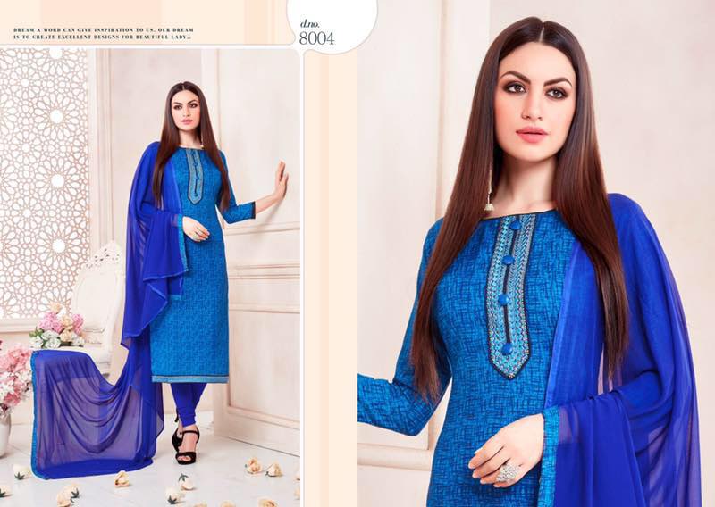 Zaheen-8 8001 To 8012 Series By Aadesh Nx Beautiful Stylish Colorful Party Wear Casual Wear Occasional Wear Printed Cotton Dresses At Wholesale Price