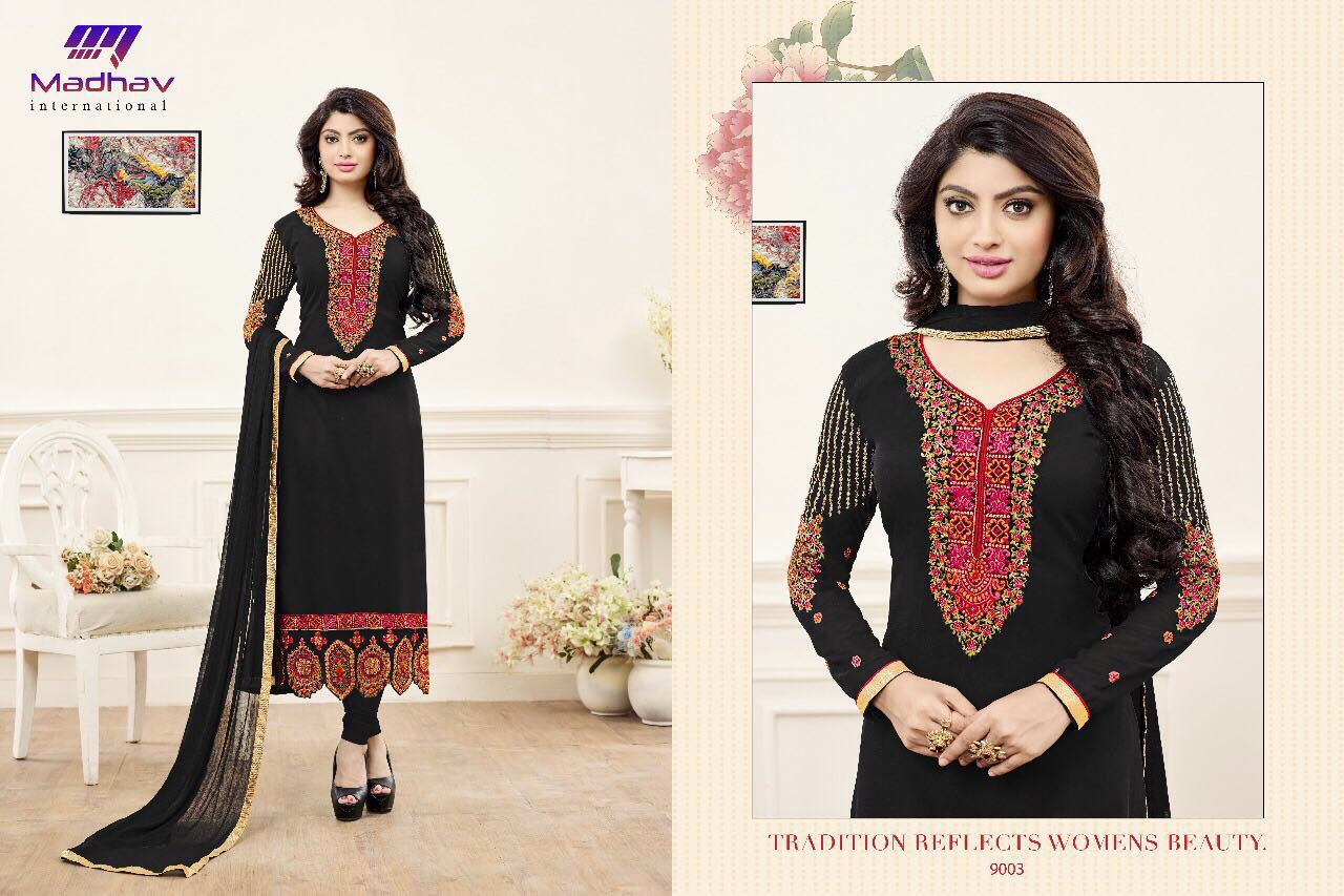 Zara By Madhav International 9001 To 9006 Series Designer Beautiful Indian Colorful Party Wear & Occasional Wear Georgette Embroidered Dresses At Wholesale Price