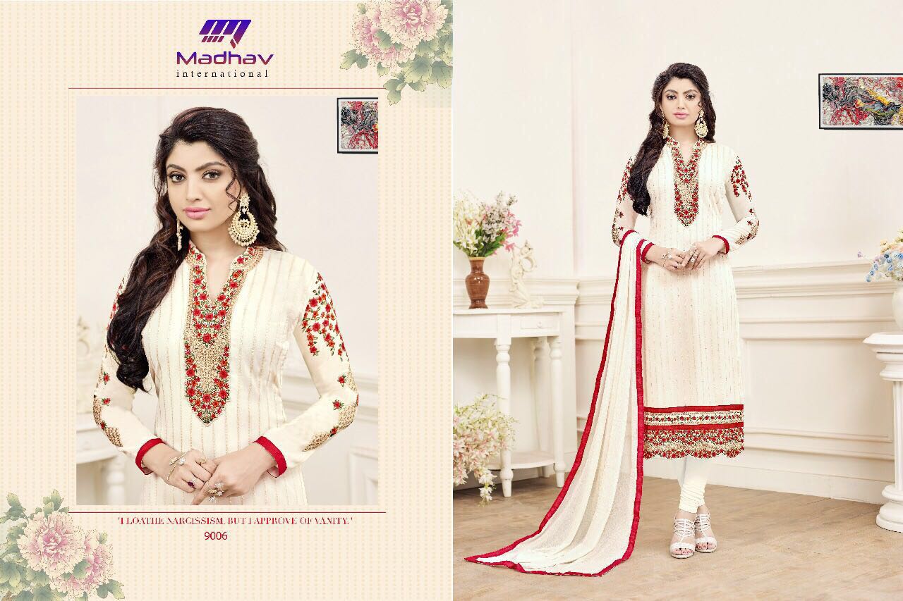 Zara By Madhav International 9001 To 9006 Series Designer Beautiful Indian Colorful Party Wear & Occasional Wear Georgette Embroidered Dresses At Wholesale Price
