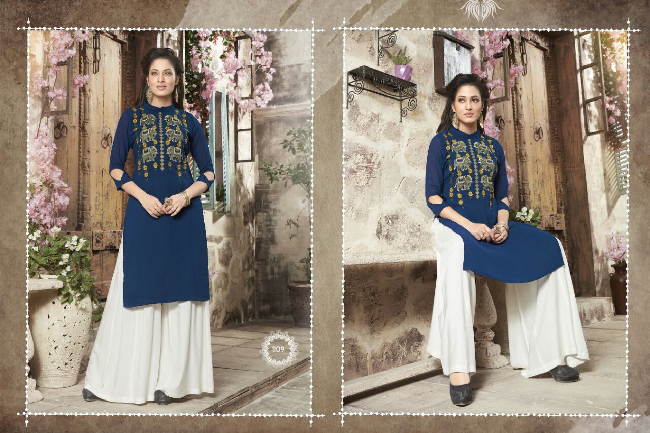 Zoya By Valencia Tex 1101 To 1110 Series Beautiful Indian Ethnic Wear With Embroidered Work Colorful Stylish Fancy Casual Wear & Ready To Wear Georgette Kurtis With Santoon Inner At Wholesale Price