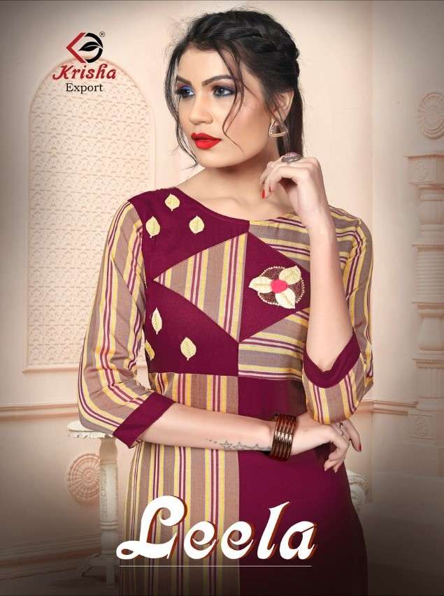 LEELA BY KRISHA EXPORTS 138 TO 141 SERIES BEAUTIFUL COLORFUL STYLISH FANCY CASUAL WEAR & ETHNIC WEAR & READY TO WEAR HANDLOOM COTTON+RAYON KURTIS AT WHOLESALE PRICE