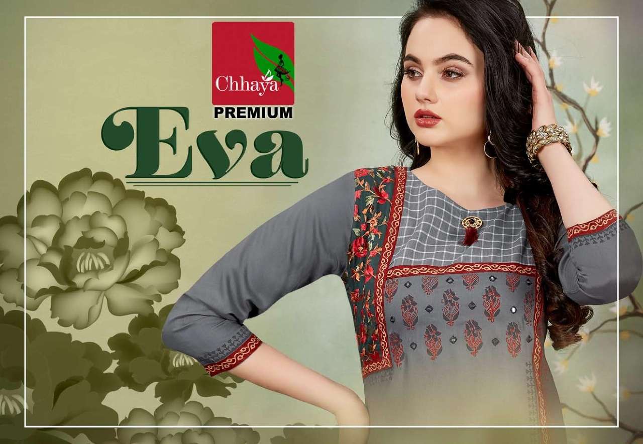 EVA BY CHHAYA 1001 TO 1010 SERIES STYLISH FANCY BEAUTIFUL COLORFUL CASUAL WEAR & ETHNIC WEAR HEAVY RAYON KURTIS AT WHOLESALE PRICE
