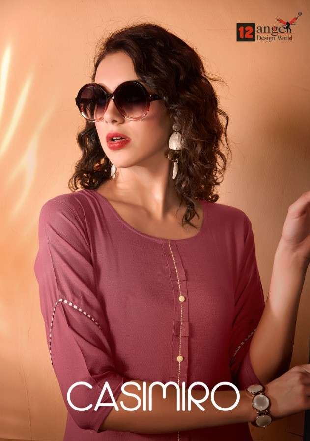 CASIMIRO BY 12 ANGEL 1001 TO 1008 SERIES STYLISH FANCY BEAUTIFUL COLORFUL CASUAL WEAR & ETHNIC WEAR RAYON EMBROIDERY KURTIS AT WHOLESALE PRICE