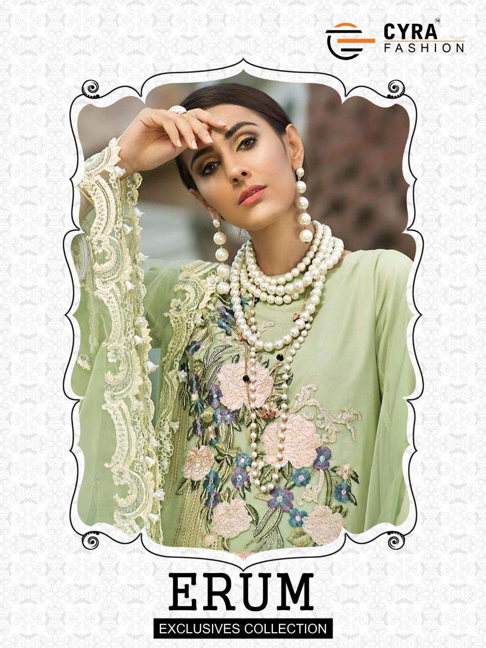 ERUM BY CYRA FASHION 52001 TO 52004 SERIES BEAUTIFUL PAKISTANI SUITS COLORFUL STYLISH FANCY CASUAL WEAR & ETHNIC WEAR NET WITH EMBROIDERY DRESSES AT WHOLESALE PRICE