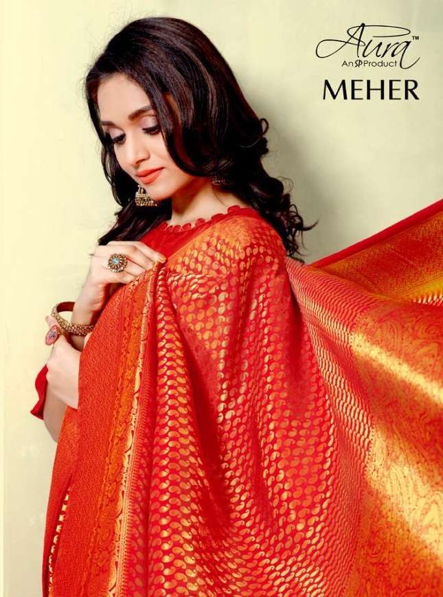 MEHER BY AURA 188 TO 196 SERIES INDIAN TRADITIONAL WEAR COLLECTION BEAUTIFUL STYLISH FANCY COLORFUL PARTY WEAR & OCCASIONAL WEAR KANJIVARAM SILK PRINTED SAREES AT WHOLESALE PRICE