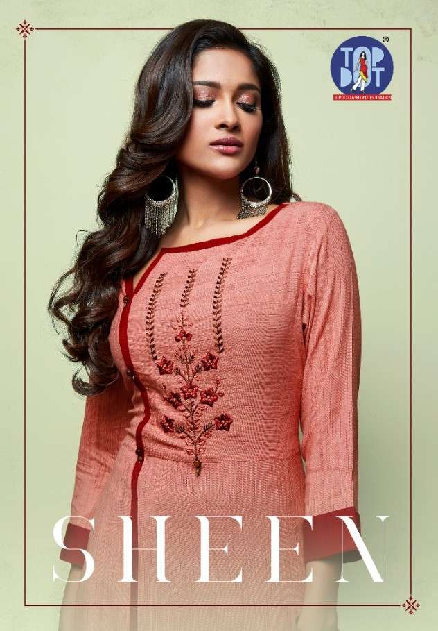 SHEEN BY TOP DOT 211 TO 218 SERIES BEAUTIFUL STYLISH FANCY COLORFUL CASUAL WEAR & ETHNIC WEAR & READY TO WEAR HANDLOOM RAYON/COTTON EMBROIDERED KURTIS AT WHOLESALE PRICE