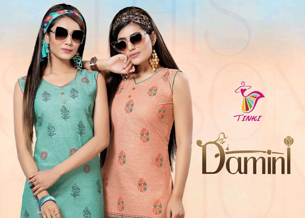 DAMINI BY TINKI 101 TO 108 SERIES STYLISH FANCY BEAUTIFUL COLORFUL CASUAL WEAR & ETHNIC WEAR COTTON FLEX KURTIS AT WHOLESALE PRICE