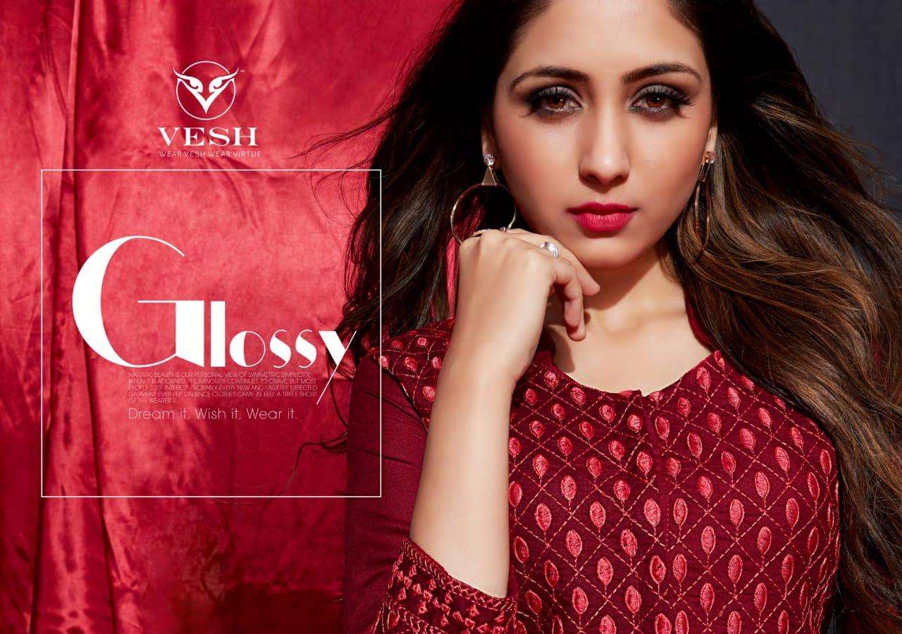 GLOSS BY VESH 01 TO 08 SERIES BEAUTIFUL COLORFUL STYLISH FANCY CASUAL WEAR & READY TO WEAR HEAVY RAYON EMBROIDERED KURTIS WITH KOTI AT WHOLESALE PRICE