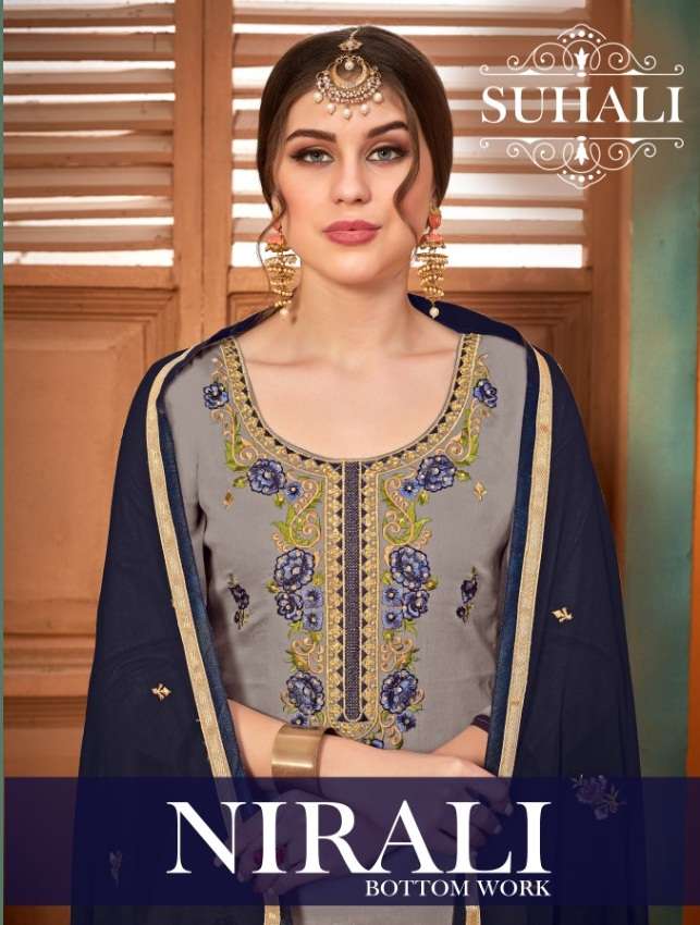 NIRALI BY SUHALI 11 TO 14 SERIES BEAUTIFUL STYLISH SHARARA SUITS FANCY COLORFUL CASUAL WEAR & ETHNIC WEAR & READY TO WEAR JAM SATIN WITH HEAVY WORK DRESSES AT WHOLESALE PRICE