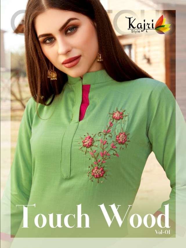 TOUCH WOOD BY KAJRI STYLE 1001 TO 1008 SERIES STYLISH FANCY BEAUTIFUL COLORFUL CASUAL WEAR & ETHNIC WEAR 14 KG HEAVY RAYON KURTIS AT WHOLESALE PRICE