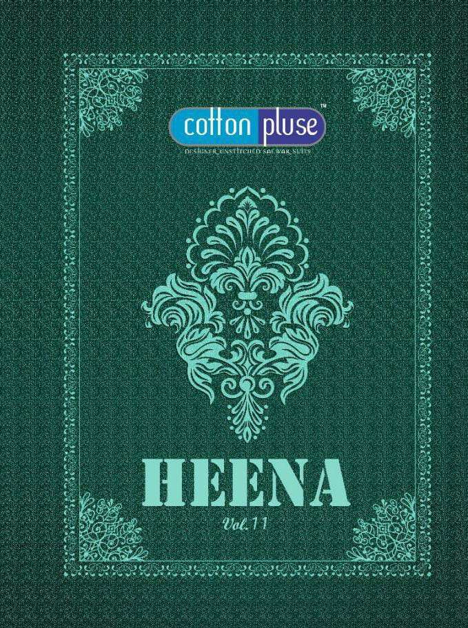 HEENA VOL-11 BY COTTON PLUS 1101 TO 1112 SERIES INDIAN TRADITIONAL WEAR COLLECTION BEAUTIFUL STYLISH FANCY COLORFUL PARTY WEAR & OCCASIONAL WEAR COTTON PRINTED DRESSES AT WHOLESALE PRICE