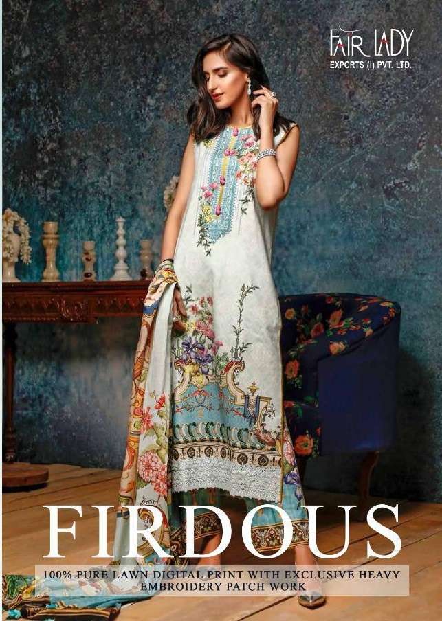 FIRDOUS BY FAIR LADY 1001 TO 1006 SERIES BEAUTIFUL PAKISTANI SUITS COLORFUL STYLISH FANCY CASUAL WEAR & ETHNIC WEAR PURE LAWN COTTON DIGITAL PRINTED DRESSES AT WHOLESALE PRICE
