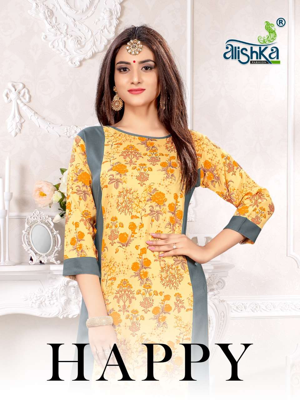 HAPPY BY ALISHKA FASHION 1005 TO 1007 SERIES BEAUTIFUL COLORFUL STYLISH FANCY CASUAL WEAR & ETHNIC WEAR & READY TO WEAR RAYON PRINTED KURTIS AT WHOLESALE PRICE
