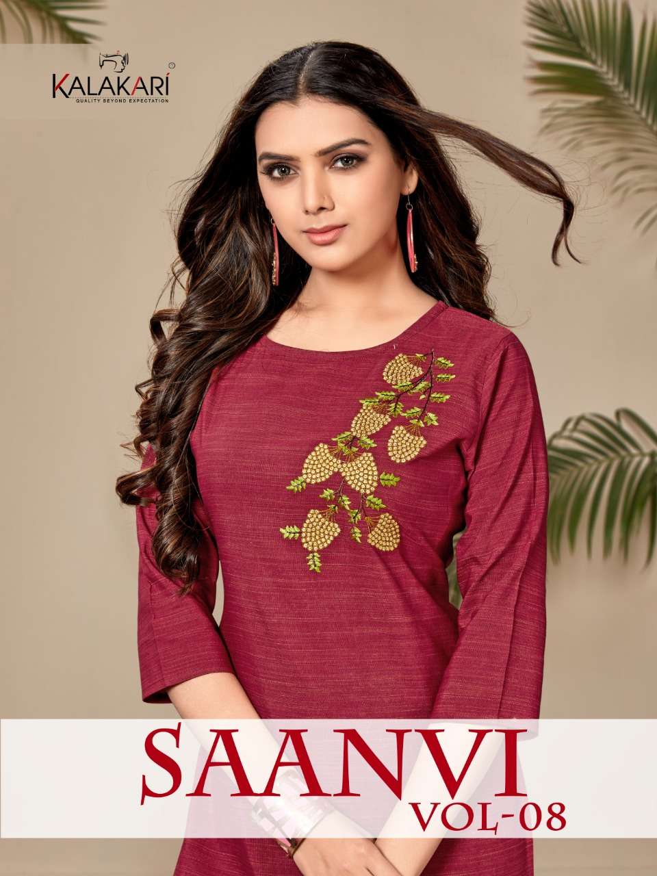 SAANVI VOL-8 BY KALAKARI 1001 TO 1008 SERIES BEAUTIFUL STYLISH FANCY COLORFUL CASUAL WEAR & ETHNIC WEAR & READY TO WEAR TWO TONE COTTON EMBROIDERED KURTIS AT WHOLESALE PRICE