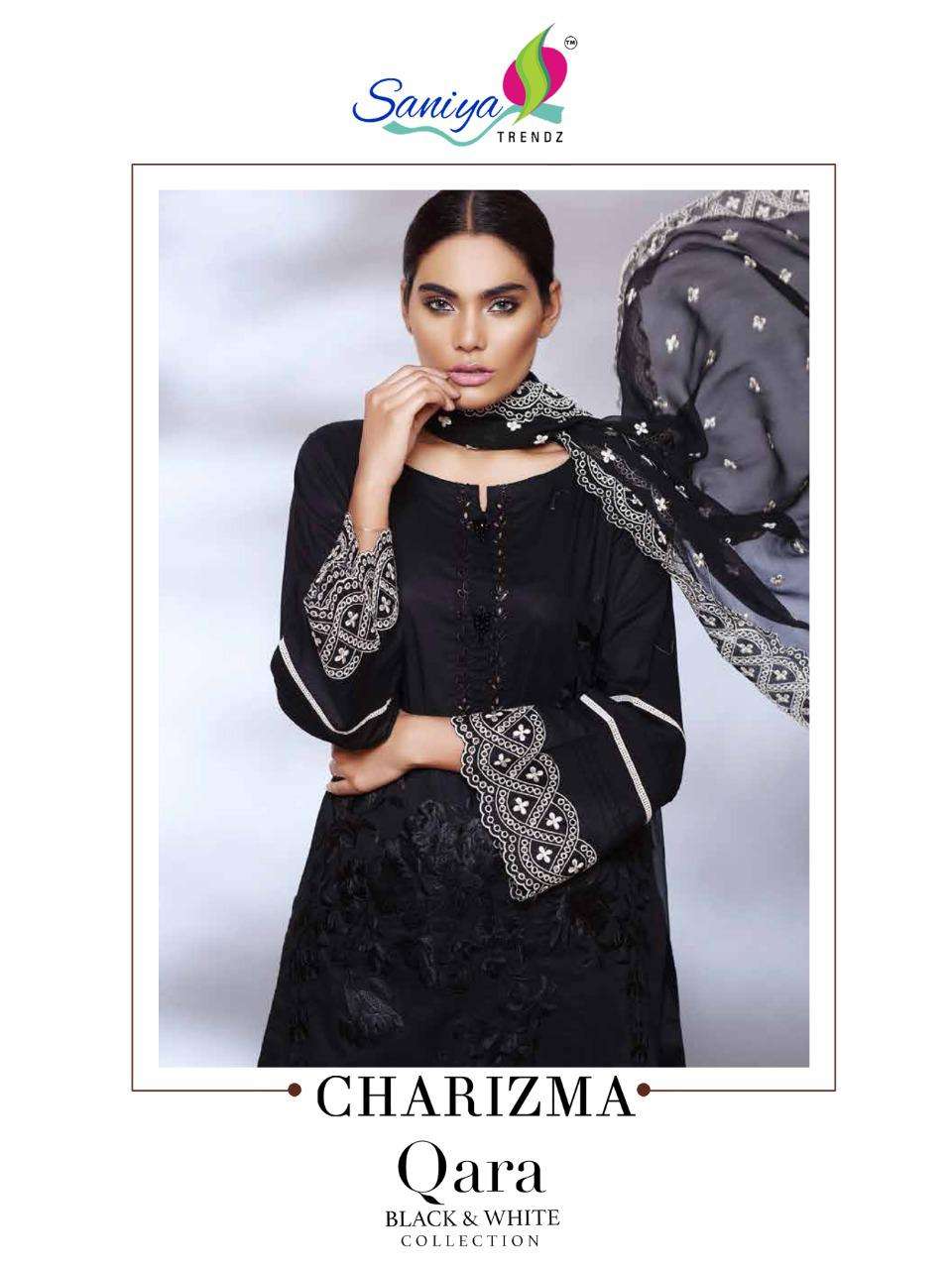 CHARIZMA QARA BY SANIYA TRENDZ 25001 TO 25004 SERIES PAKISTANI SUITS BEAUTIFUL FANCY COLORFUL STYLISH PARTY WEAR & OCCASIONAL WEAR CAMBRIC COTTON WITH CHICKEN WORK DRESSES AT WHOLESALE PRICE