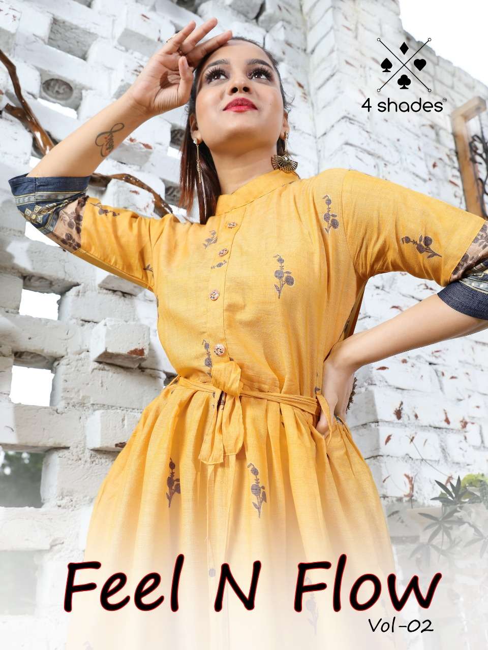 FEEL N FLOW VOL-2 BY 4 SHADES 01 TO 02 SERIES BEAUTIFUL COLORFUL STYLISH FANCY CASUAL WEAR & ETHNIC WEAR & READY TO WEAR PURE RAYON PRINTED KURTIS AT WHOLESALE PRICE