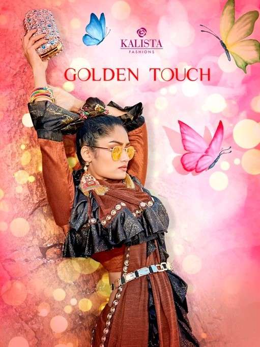 GOLDEN TOUCH BY KALISTA FASHION 8345 TO 8350 SERIES INDIAN TRADITIONAL WEAR COLLECTION BEAUTIFUL STYLISH FANCY COLORFUL PARTY WEAR & OCCASIONAL WEAR IMPORTED SAREES AT WHOLESALE PRICE