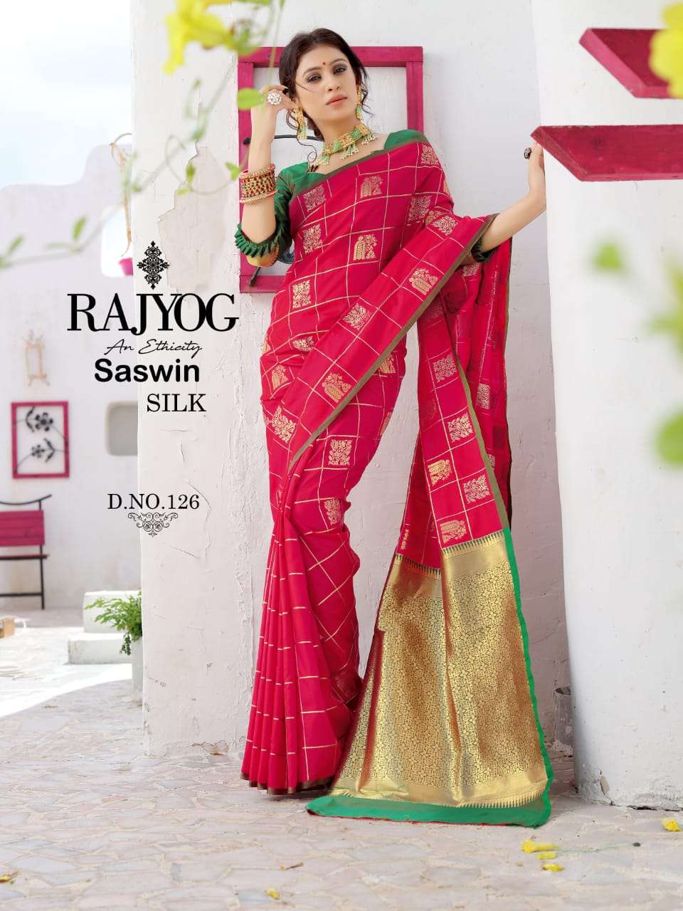 SASWIN SILK BY RAJ YOG 126 TO 130 SERIES INDIAN TRADITIONAL WEAR COLLECTION BEAUTIFUL STYLISH FANCY COLORFUL PARTY WEAR & OCCASIONAL WEAR SOFT WEAVING SILK SAREES AT WHOLESALE PRICE