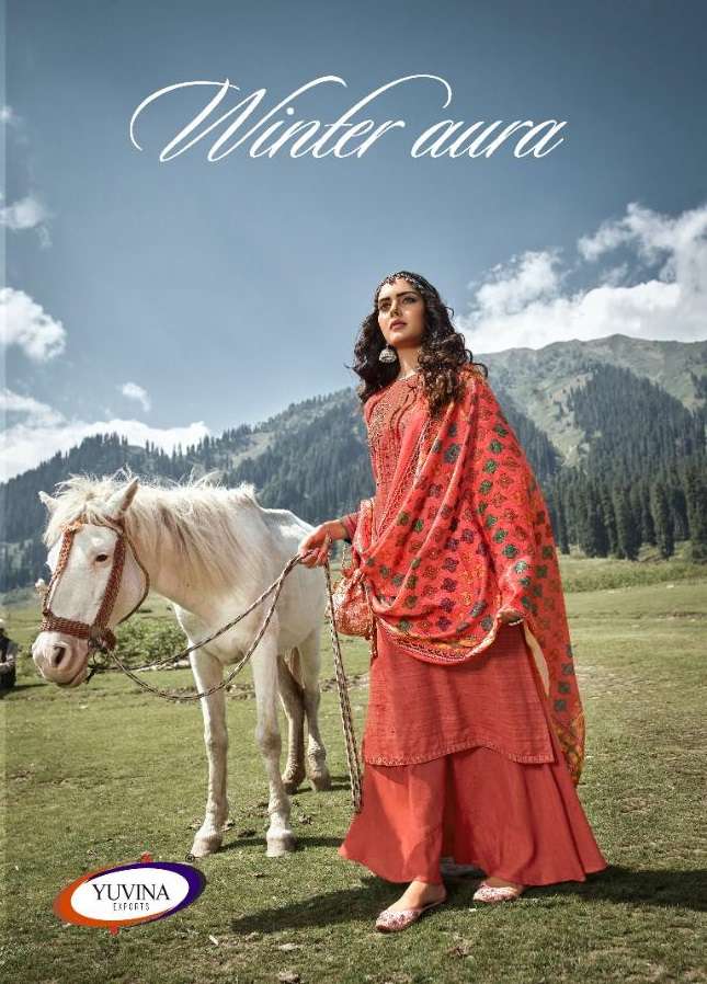 WINTER AURA BY YUVINA EXPORTS 61001 TO 61008 SERIES BEAUTIFUL SUITS STYLISH FANCY COLORFUL CASUAL WEAR & ETHNIC WEAR TOP DYED SHADARI WITH EMBROIDERY DRESSES AT WHOLESALE PRICE