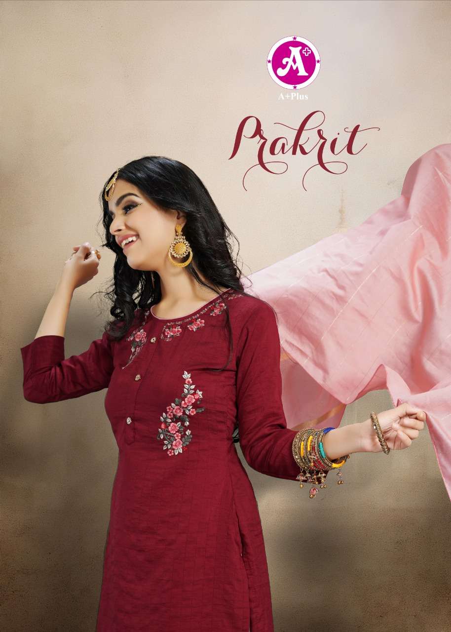 PRAKRIT BY A PLUS 1001 TO 1004 SERIES BEAUTIFUL SUITS STYLISH FANCY COLORFUL PARTY WEAR & OCCASIONAL WEAR MASKA LINING SILK DRESSES AT WHOLESALE PRICE