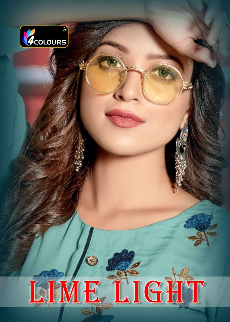 LIME LIGHT BY 4 COLOURS 4001 TO 4005 SERIES STYLISH FANCY BEAUTIFUL COLORFUL CASUAL WEAR & ETHNIC WEAR HEAVY RAYON EMBROIDERED KURTIS WITH BOTTOM AT WHOLESALE PRICE