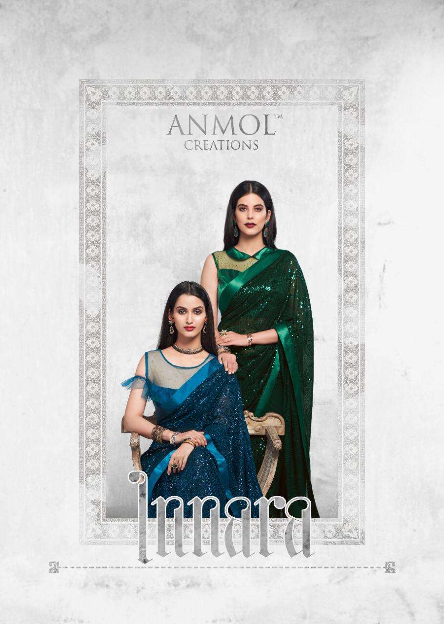 INNARA BY ANMOL CREATION 2101 TO 2109 SERIES INDIAN TRADITIONAL WEAR COLLECTION BEAUTIFUL STYLISH FANCY COLORFUL PARTY WEAR & OCCASIONAL WEAR BLOOMING GEORGETTE SAREES AT WHOLESALE PRICE