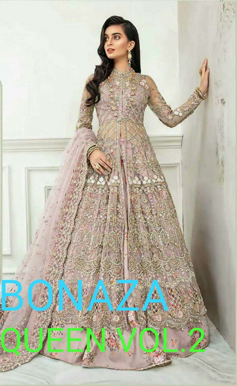 QUEEN VOL-2 BY BONANZA 171-A TO 171-D SERIES BEAUTIFUL SUITS STYLISH FANCY COLORFUL CASUAL WEAR & ETHNIC WEAR NET WITH EMBROIDERY DRESSES AT WHOLESALE PRICE