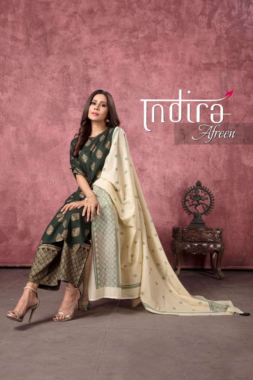 AFREEN BY INDIRA 4301 TO 4304 SERIES BEAUTIFUL SUITS STYLISH FANCY COLORFUL PARTY WEAR & OCCASIONAL WEAR RAYON GOLD PRINTED DRESSES AT WHOLESALE PRICE
