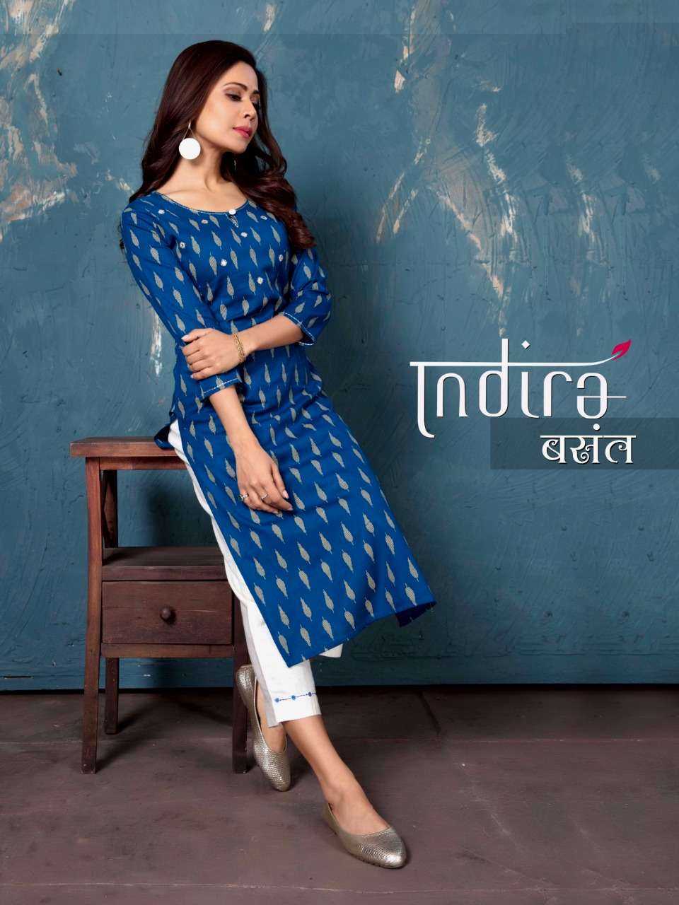 BASANT BY INDIRA 4401 TO 4404 SERIES BEAUTIFUL STYLISH FANCY COLORFUL CASUAL WEAR & ETHNIC WEAR PURE COTTON LINEN KURTIS WITH BOTTOM AT WHOLESALE PRICE