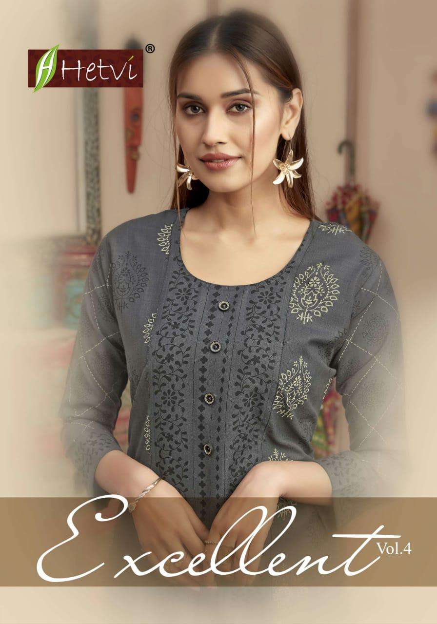 EXCELLENT VOL-4 BY HETVI 1001 TO 1008 SERIES BEAUTIFUL STYLISH FANCY COLORFUL CASUAL WEAR & ETHNIC WEAR & READY TO WEAR RUBY COTTON PRINT KURTIS AT WHOLESALE PRICE