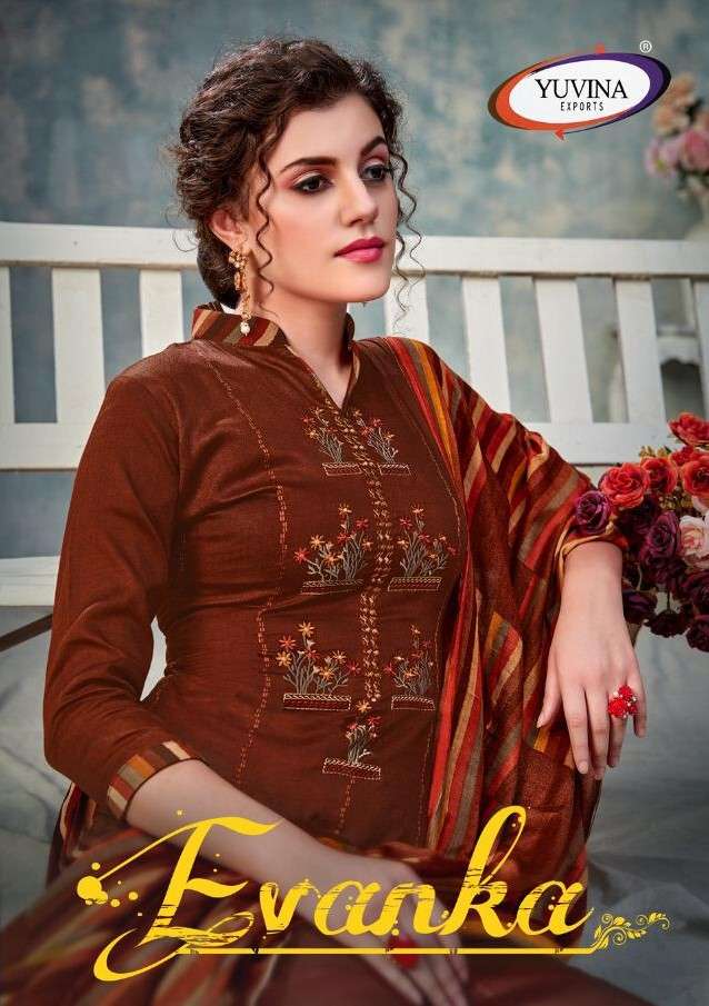 EVANKA BY YUVINA EXPORTS 58001 TO 58008 SERIES BEAUTIFUL SUITS COLORFUL STYLISH FANCY CASUAL WEAR & ETHNIC WEAR PURE COTTON EMBROIDERED DRESSES AT WHOLESALE PRICE